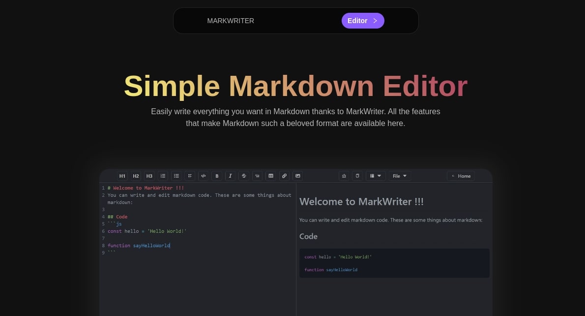 Markdown Web Editor